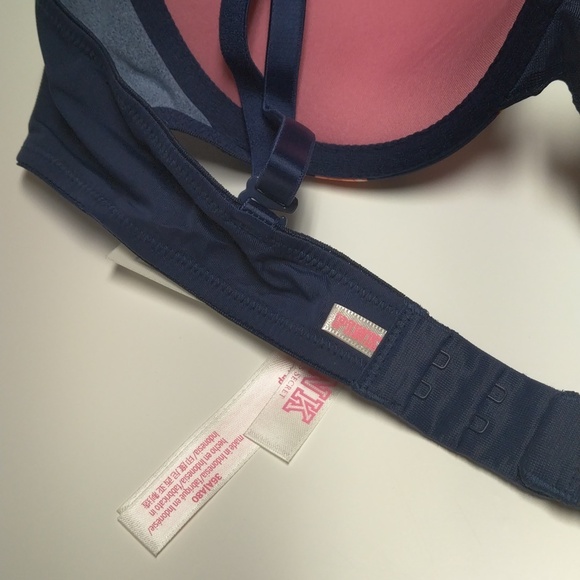 NWT Victoria's Secret Pink WearEverywhere Wire Push-up 36A Navy Blue w/Floral - Picture 11 of 13